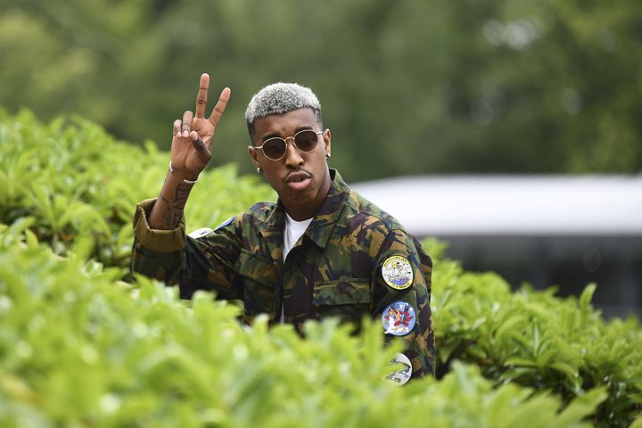 Presnel Kimpembe, défenseur des Bleus, à son arrivée à Clairefontaine (Yvelines), le 4 juin 2018. (FRANCK FIFE / AFP)