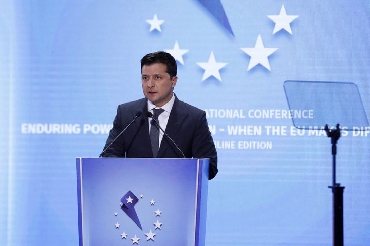 Volodymyr Zelensky, président de l'Ukraine, lors d'un sommet européen à Batumi, en Géorgie, le 19 juillet 2021. (- / GEORGIA'S PRESIDENTIAL PRESS SER / AFP)