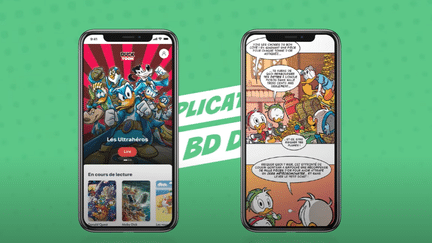 Capture d'écran d'une vidéo YouTube Disney Magazines présentant la nouvelle application "Ducktoon" lancée par Picsou magazine, qui propose des Webtoons (YOUTUBE / PICSOU MAGAZINE)