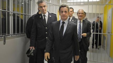 Nicolas Sarkozy visite le nouveau centre pénitencier de Réau (Seine-et-Marne) (AFP PHOTO POOL BERTRAND GUAY)