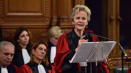 Éliane Houlette,&nbsp;procureur national financier, dirige le PNF. (CHRISTOPHE ARCHAMBAULT / AFP)