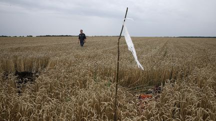 &nbsp; (Les secours ratissent la zone du crash, et disposent des fanions blancs à chaque débris, ou corps, retrouvé © REUTERS/Maxim Zmeyev)