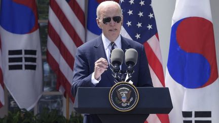 Le président américain, Joe Biden, le 26 avril 2023 à Washington (Etats-Unis). (LENIN NOLLY / NURPHOTO / AFP)