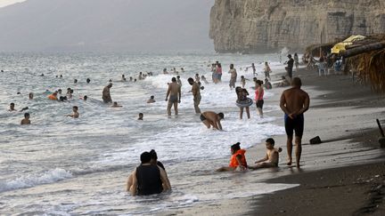 La plage de Wadi Qandil, dans la région de Lattaquié (Syrie), en juillet 2017. (JOSEPH EID / AFP)