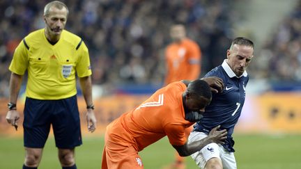 Franck Rib&eacute;ry lors du match amical contre les Pays-Bas, le 5 mars 2014, la derni&egrave;re de ses 81 s&eacute;lections en &eacute;quipe de France. (FRANCK FIFE / AFP)