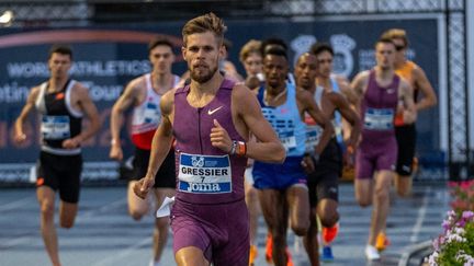 Jimmy Gressier pendant le 1 500 mètres lors des Championnats ibéro-américains d'athlétisme, à Huelva, le 30 avril 2024, en Espagne. (JULIAN PEREZ / MAXPPP)