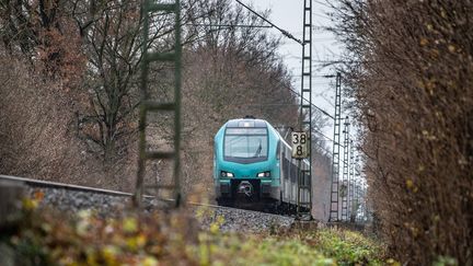 Un train de la compagnie allemande&nbsp;Deutsche Bahn, le 6 décembre 2019. (GUIDO KIRCHNER / DPA / AFP)