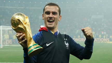 La joie d'Antoine Griezmann, dimanche 15 juillet, après la victoire en finale de la Coupe du monde (ODD ANDERSEN / AFP)