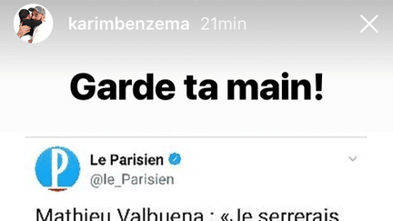 La réponse de Karim Benzema à Mathieu Valbuena. (Compte Instagram de Karim Benzema)