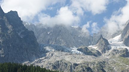 Le glacier de Planpincieux&nbsp;dans la vallée d'Aoste (Italie), le 18 août 2021.&nbsp; (SOLENE LEROUX / FRANCEINFO)