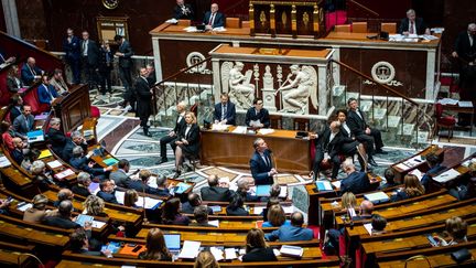 Le ministre du Travail, Olivier Dussopt, à l'Assemblée nationale, à Paris, le 17 janvier 2023. (XOSE BOUZAS / HANS LUCAS / AFP)