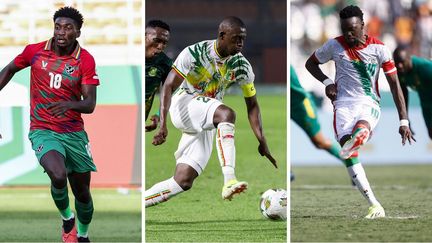 Aprocius Petrus, Hamari Traore et Bertrand Traore, lors du premier tour de la CAN 2023 en Côte d'Ivoire. (AFP)