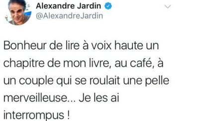 Tweet d'Alexandre Jardin le 2 octobre 2017 (TWITTER)