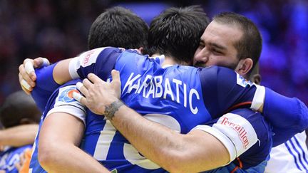 La joie des handballeurs tricolores (JONATHAN NACKSTRAND / AFP)