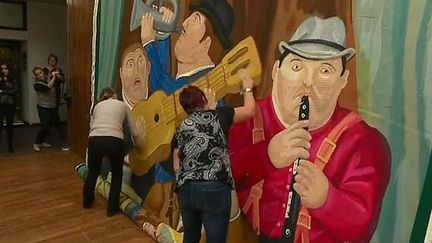 Tombée de la tapisserie de Botero "Les Musiciens"
 (France 3 / Culturebox)