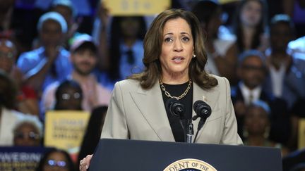 Kamala Harris lors d'un évenement conjoint avec le président Joe Biden dans le Maryland, le 15 août 2024. (IMAGO / STAR SHOOTER / MAXPPP)