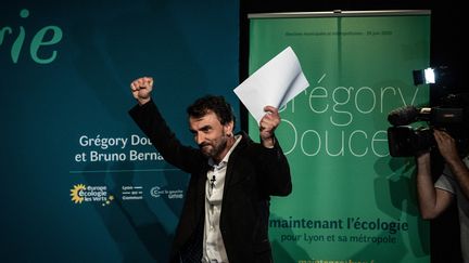 Grégory Doucet, élu maire de Lyon, le 28 juin 2020. (JEFF PACHOUD / AFP)