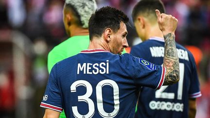 Lionel Messi a disputé son premier match sous les couleurs du Paris Saint-Germain, dimanche 29 août 2021, au stade&nbsp;Auguste-Delaune. (MATTHIEU MIRVILLE / AFP)