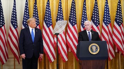 Donald Trump et son vice-président, Mike Pence, lors d'une conférence de presse à la Maison Blanche, à Washington (Etats-Unis), le 23 septembre 2020. (MANDEL NGAN / AFP)