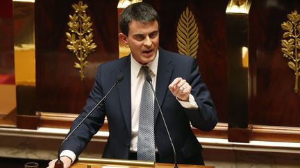 Le Premier ministre, Manuel Valls, lors de son discours de politique g&eacute;n&eacute;rale &agrave; l'Assembl&eacute;e nationale, &agrave; Paris, le 8 avril 2014.&nbsp; (CHARLES PLATIAU / REUTERS)