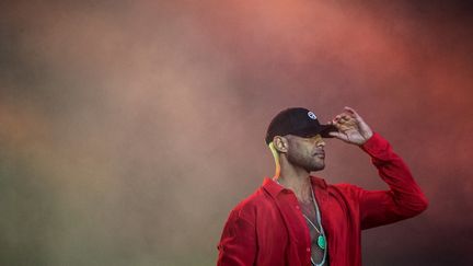 Le rappeur Booba, le 18 juillet 2019 à Carhaix-Plouger (Finistère). (LOIC VENANCE / AFP)