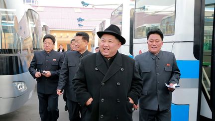 Kim Jong-un, le 1er février 2018, à&nbsp;Pyongyang (Corée du Nord). (KCNA VIA KNS / AFP)