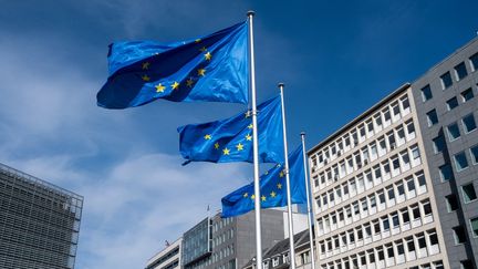 Le siège de la Commission européenne à Bruxelles (Belgique), le 24 mars 2021. (MARTIN BERTRAND / HANS LUCAS / AFP)