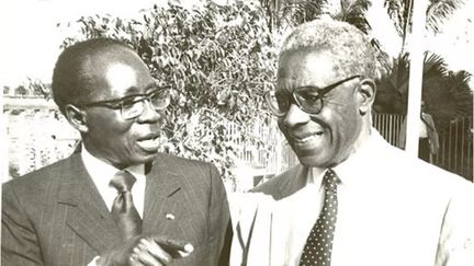 Léopold Sédar Senghor (à gauche) et Aimé Césaire (F. BIBAS/MEDIATHEQUES MARTINIQUE)