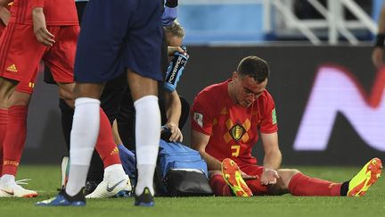 Le Belge&nbsp;Thomas Vermaelen face à l'Angleterre le 28 juin 2018 à&nbsp;Kaliningrad&nbsp;(Russie). (ATTILA KISBENEDEK / AFP)