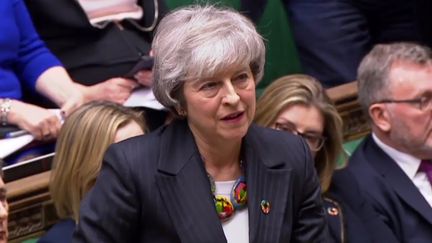 La Première ministre britannique, Theresa May, le 12 février 2019 devant le Parlement. (PRU / AFP)