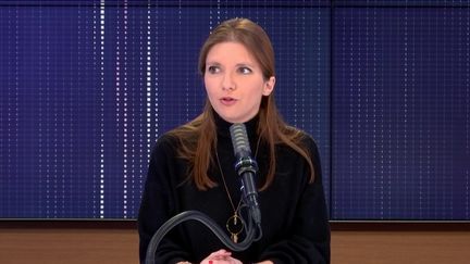 Aurore Bergé,&nbsp;députée LREM des Yvelines était l'invitée du "8h30 franceinfo", samedi 10 avril 2021. (FRANCEINFO / RADIOFRANCE)