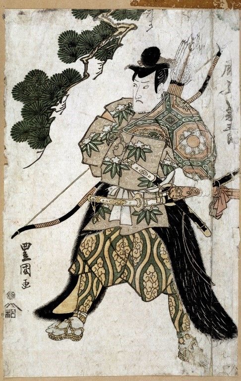 Estampe japonaise : Portrait d'un Samourai. Peinture de Toyokuni Utagawa, 1769 - 1825, 19e siecle. Rennes, Musee Des Beaux Arts.
 (Photo Josse / Leemage)