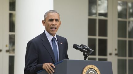 Le président Barack Obama lors de son discours sur l'accord de Paris, à la Maison Blanche, le 5 octobre 2016. (MAXPPP)