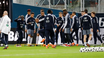 Entraînement de l'équipe de France de football avant le match contre la Russie à Saint-Pétersbourg, mardi 27 mars 2018. (MIKE KIREEV / NURPHOTO/AFP)