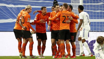 Les joueurs du Shaktar Donetsk lors de leur rencontre face au Real Madrid en novembre 2021. (DAX IMAGES / NURPHOTO)