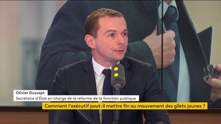 Olivier Dussopt, le secrétaire d'État auprès du ministre de l'Action et des Comptes publics était l'invité de&nbsp;franceinfo&nbsp;lundi 7 janvier. (FRANCEINFO)