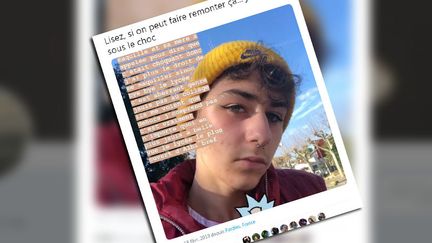 Un message d'Alexis sur les réseaux sociaux, après la demande de son lycée pour qu'il ne se maquille plus.&nbsp; (CAPTURE D'ECRAN TWITTER)