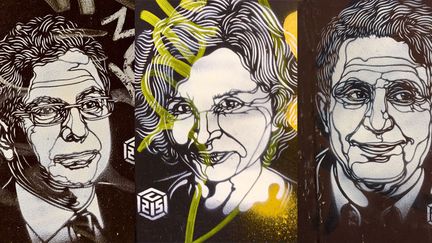 Trois prototypes de portraits de journalistes turcs emprisonnés, par C215
 (C215)