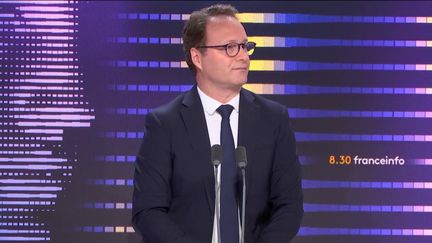 Le président du groupe Renaissance à l'Assemblée nationale Sylvain Maillard, le 18 janvier 2023 sur franceinfo. (FRANCEINFO / RADIO FRANCE)