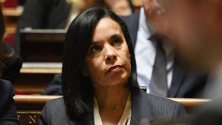 Salima Saa, Secretary of State for Equality between Women and Men, during Prime Minister Michel Barnier's general policy speech in the Senate, October 1, 2024. (MAGALI COHEN / HANS LUCAS VIA AFP)