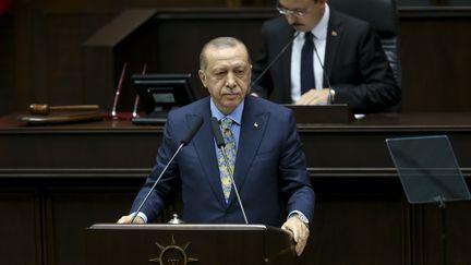 Le Premier ministre turc, Recep Tayyip Erdogan, le 23 octobre 2018 à Ankara (Turquie). (ERCIN TOP / ANADOLU AGENCY / AFP)