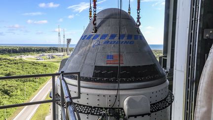 La&nbsp;capsule spatiale&nbsp;Starliner de Boeing, à cap Canaveral, en Floride (Etats-Unis), le 17 juillet 2021. (HANDOUT / NASA / BOEING / AFP)