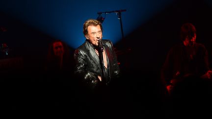 Johnny Hallyday sur la sc&egrave;ne du Beacon Theatre, &agrave; New York, le 7 octobre 2012. (EMMANUEL DUNAND / AFP)