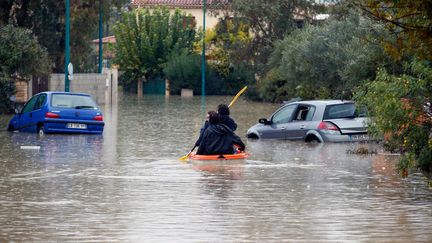 Au Muy (Var), des routes ont été inondées après l'épisode méditerranéen qui a touché le sud-est du pays. Le département a été sorti de la vigilance orange, le 25 novembre 2019.&nbsp; (VALERY HACHE / AFP)