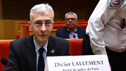 Didier Lallement,&nbsp;préfet de police de Paris, lors d'une audition au Sénat sur les incidents survenus au Stade de France lors de la finale de la Ligue des champions, le 9 juin 2022. (ANNE-CHRISTINE POUJOULAT / AFP)