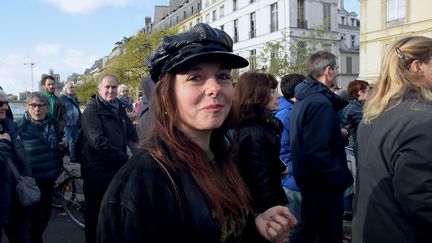 Le 19 novembre 2023, Laure Calamy a participé à la marche pour la paix au Moyen-Orient, à l'appel d'un collectif de plus de 500 personnalités du monde de la culture. (FRANCK CASTEL                 / MAXPPP)