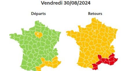 Prévision de Bison futé pour la journée du 30 août 2024. (BISON FUTE)