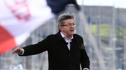 Le candidat de la France insoumise, Jean-Luc Mélenchon, en meeting à Marseille, le samedi 9 avril 2017.&nbsp; (ANNE-CHRISTINE POUJOULAT / AFP)