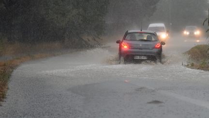 De fortes pluies dans la métropole de Montpellier ce dimanche 14 août 2022. (RICHARD DE HULLESSEN / MAXPPP)