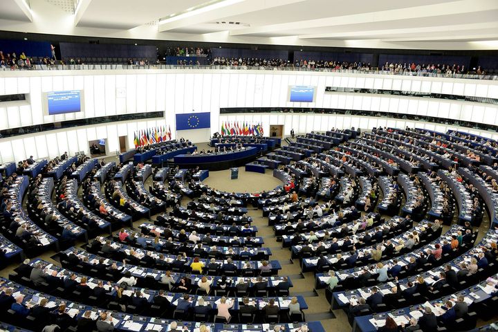 Les eurodéputés siègent au Parlement européen à Strasbourg (Bas-Rhin), le 16 avril 2019. (MAXPPP)